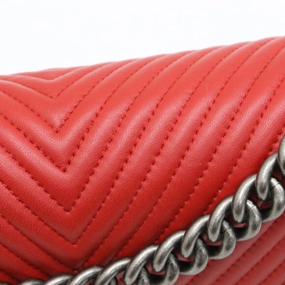 Chanel Medium Chevron Boy Bag - Red - Picture 11 of 16